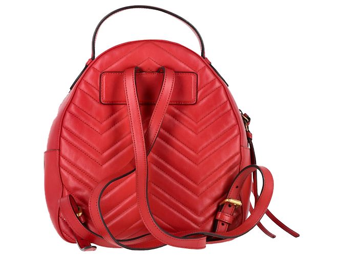 Gucci Quilted Marmont Backpack Bag in Red Leather - view 3