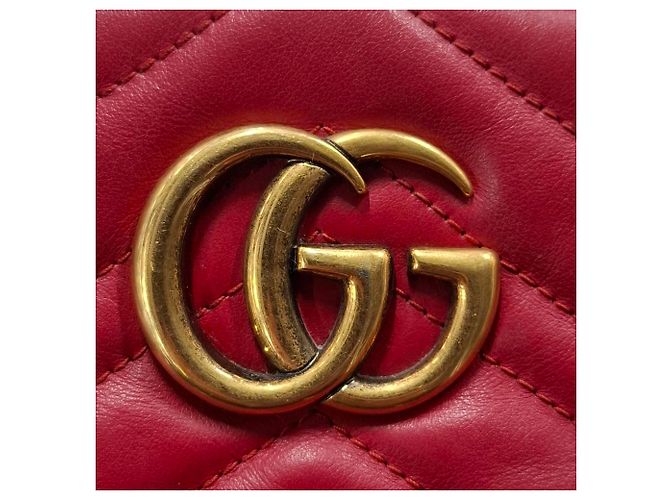Gucci Quilted Marmont Backpack Bag in Red Leather - view 8