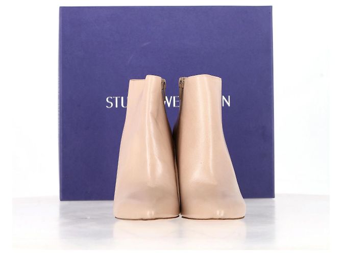 Botines de tacón bloque Stuart Weitzman en cuero nude Castaño Carne - vista 13
