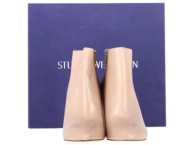 Botines de tacón bloque Stuart Weitzman en cuero nude Castaño Carne - vista 6