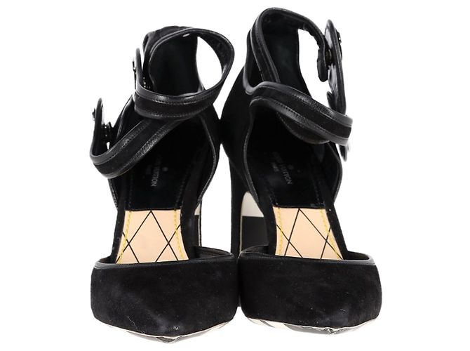 Pumps con cinturino alla caviglia Louis Vuitton in suede nero - vista 2