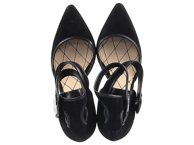 Pumps con cinturino alla caviglia Louis Vuitton in suede nero - vista 3