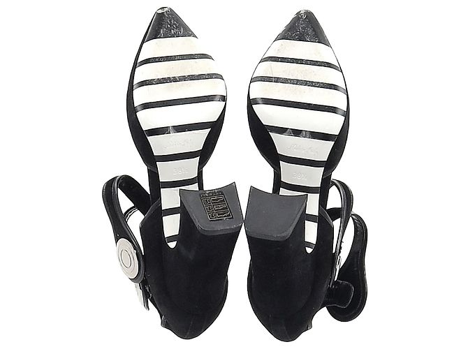 Pumps con cinturino alla caviglia Louis Vuitton in suede nero - vista 6