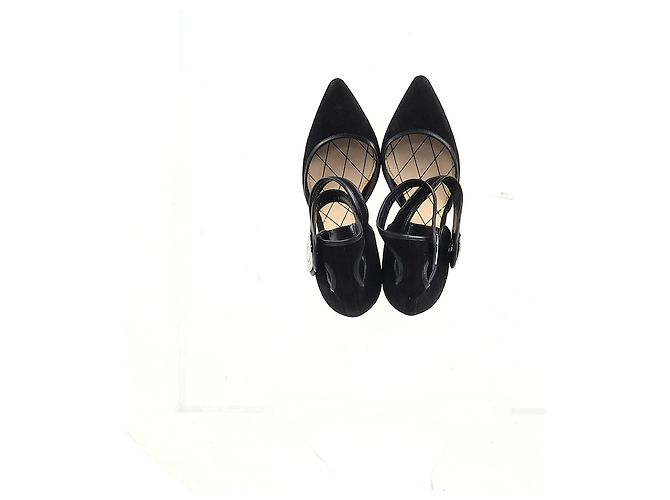 Pumps con cinturino alla caviglia Louis Vuitton in suede nero - vista 9