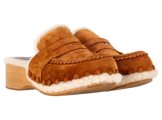 Pantofole Chloé Joy in suede marrone Rosso - vista 5