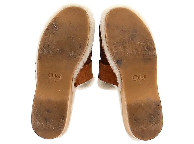 Pantofole Chloé Joy in suede marrone Rosso - vista 7