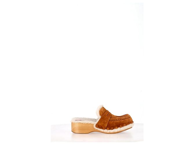 Pantofole Chloé Joy in suede marrone Rosso - vista 8