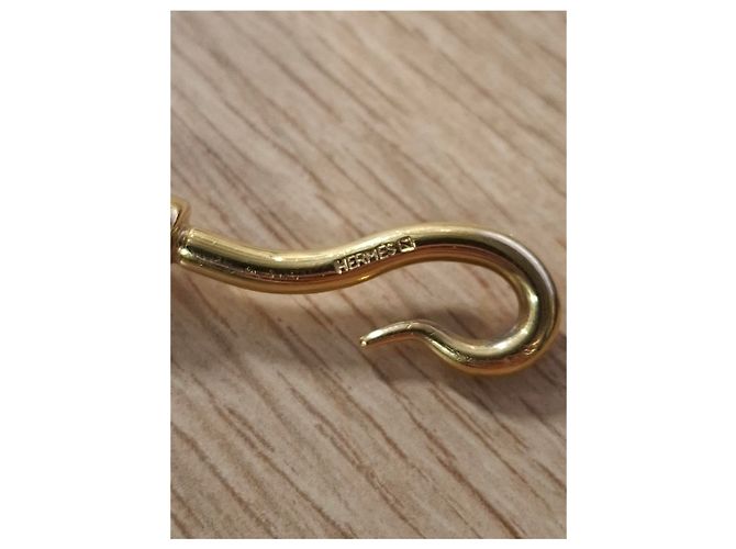 Hermès Jumbo H Armband aus blauer Leder Golden Metallisch - Ansicht 15