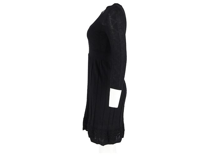 Missoni Strick Mini-Kleid mit V-Ausschnitt aus schwarzer Viskose - Ansicht 5