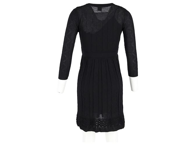 Missoni Strick Mini-Kleid mit V-Ausschnitt aus schwarzer Viskose - Ansicht 6