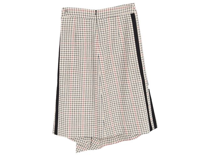 Falda midi asimétrica de cuadros Maje en tweed de algodón beige - vista 2