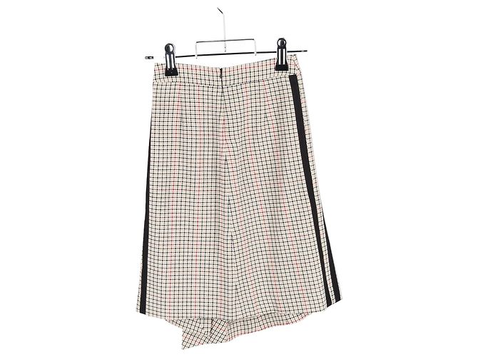 Falda midi asimétrica de cuadros Maje en tweed de algodón beige - vista 5