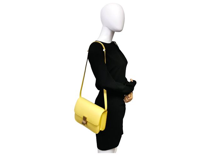 Céline Celine Classic Box Medio Pelle di Vitello Gialla Giallo - vista 2