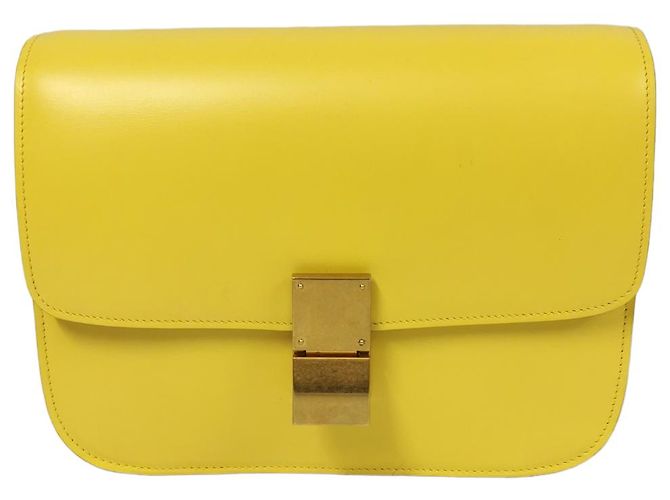 Céline Celine Classic Box Medio Pelle di Vitello Gialla Giallo - vista 3
