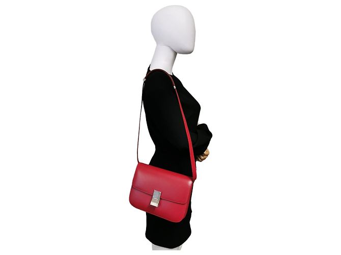 Céline Celine Classic Box Medio Pelle di Vitello Rossa Rosso - vista 2