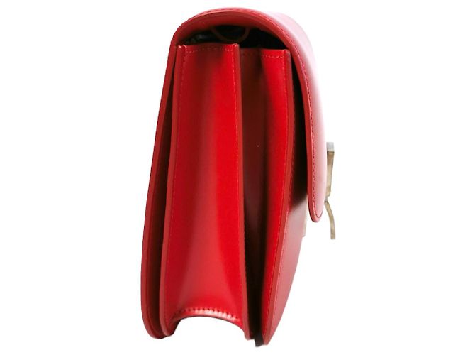Céline Celine Classic Box Medio Pelle di Vitello Rossa Rosso - vista 5