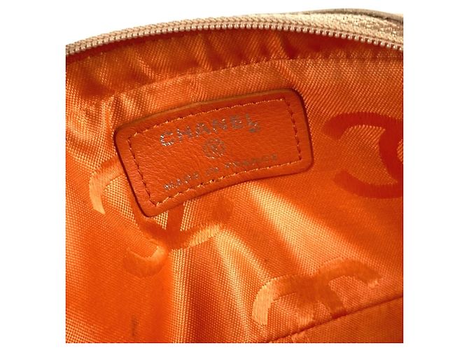 Chanel Cambon Line Leather Pen Case Beige Orange - view 11
