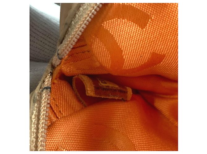 Chanel Cambon Line Leather Pen Case Beige Orange - view 13