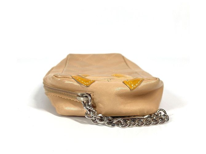 Chanel Cambon Line Leather Pen Case Beige Orange - view 3