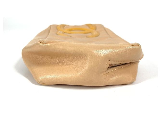 Chanel Cambon Line Leather Pen Case Beige Orange - view 4