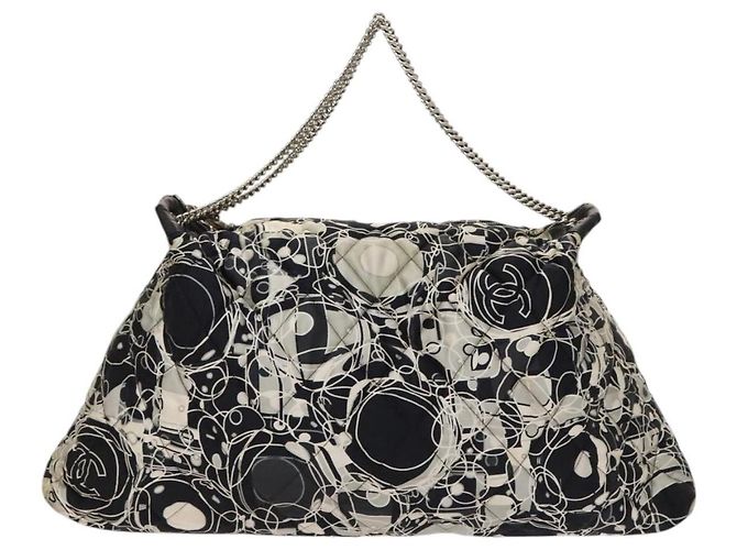 CHANEL Matelasse Chain Shoulder Bag Silk Black Silver CC Auth 120924 Silvery - view 13