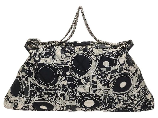 CHANEL Matelasse Chain Shoulder Bag Silk Black Silver CC Auth 120924 Silvery - view 2