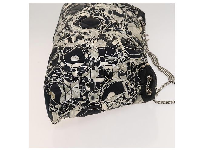 CHANEL Matelasse Chain Shoulder Bag Silk Black Silver CC Auth 120924 Silvery - view 3