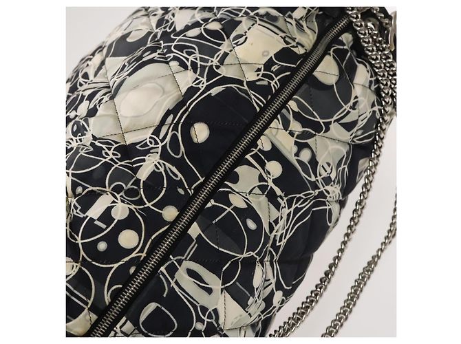 CHANEL Matelasse Chain Shoulder Bag Silk Black Silver CC Auth 120924 Silvery - view 6