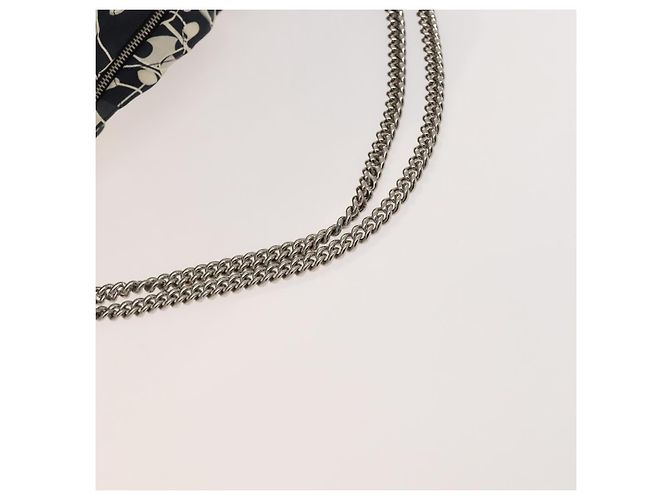 CHANEL Matelasse Chain Shoulder Bag Silk Black Silver CC Auth 120924 Silvery - view 7
