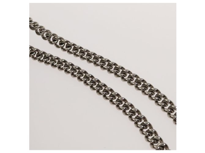 CHANEL Matelasse Chain Shoulder Bag Silk Black Silver CC Auth 120924 Silvery - view 8