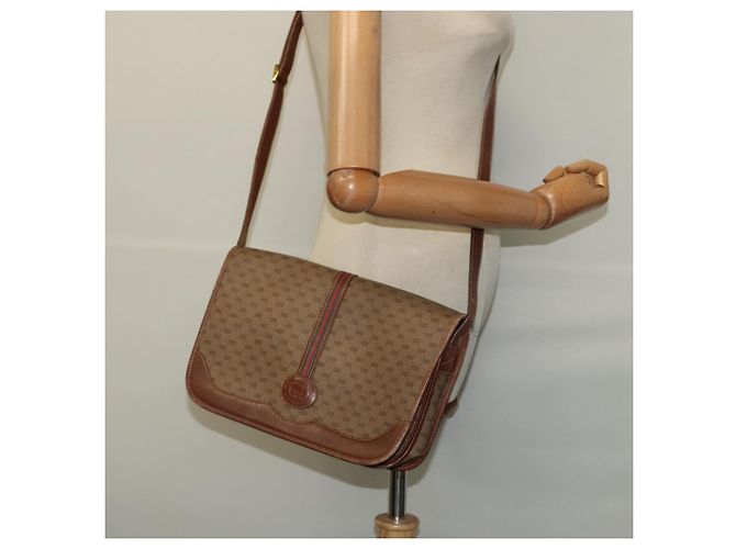 GUCCI Borsa Sherry Line Micro GG Supreme Web PVC Beige Oro Auth th5905 D'oro - vista 21