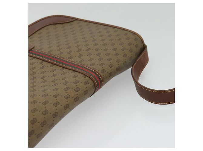 GUCCI Borsa Sherry Line Micro GG Supreme Web PVC Beige Oro Auth th5905 D'oro - vista 6