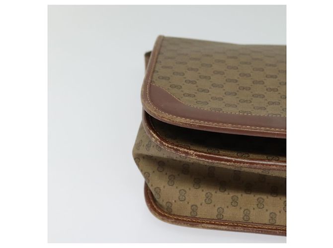 GUCCI Borsa Sherry Line Micro GG Supreme Web PVC Beige Oro Auth th5905 D'oro - vista 9