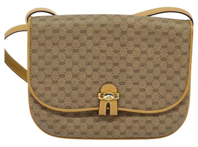 Gucci Borsa a spalla Micro GG Supreme PVC Beige Oro 001 406 1780 Auth th5863 D'oro - vista 13