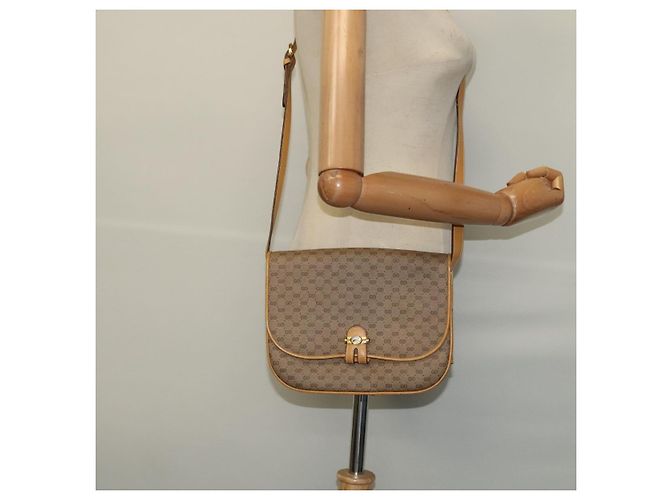 Gucci Borsa a spalla Micro GG Supreme PVC Beige Oro 001 406 1780 Auth th5863 D'oro - vista 24