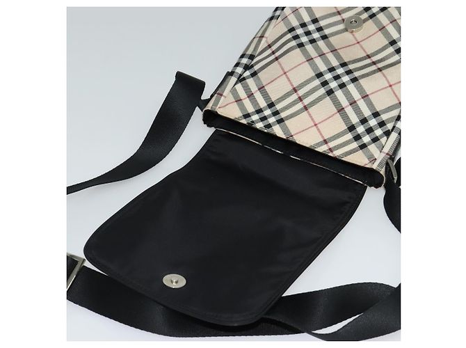 Borsa a spalla Burberry Nova Check Blue Label in nylon beige argento autentica kk460 - vista 10