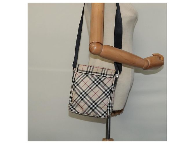 Borsa a spalla Burberry Nova Check Blue Label in nylon beige argento autentica kk460 - vista 19