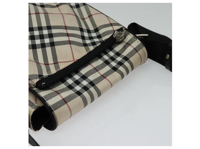 Borsa a spalla Burberry Nova Check Blue Label in nylon beige argento autentica kk460 - vista 6