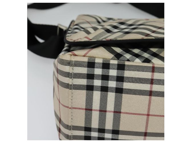 Borsa a spalla Burberry Nova Check Blue Label in nylon beige argento autentica kk460 - vista 9