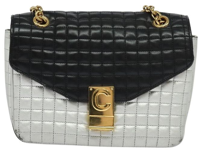 Céline Borsa a spalla CELINE in pelle argento nero oro Auth 120162 D'oro - vista 13