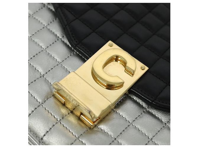 Céline Borsa a spalla CELINE in pelle argento nero oro Auth 120162 D'oro - vista 17