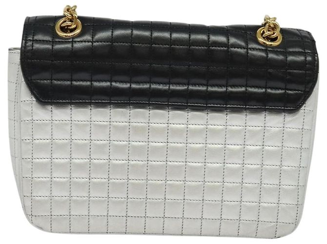 Céline Borsa a spalla CELINE in pelle argento nero oro Auth 120162 D'oro - vista 2