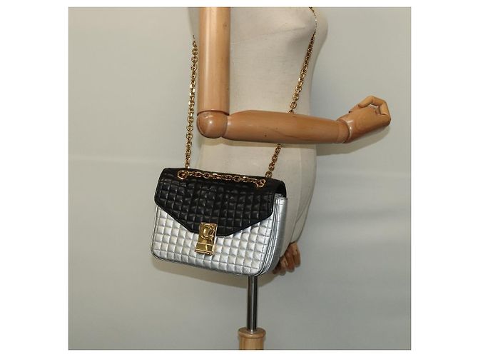Céline Borsa a spalla CELINE in pelle argento nero oro Auth 120162 D'oro - vista 25