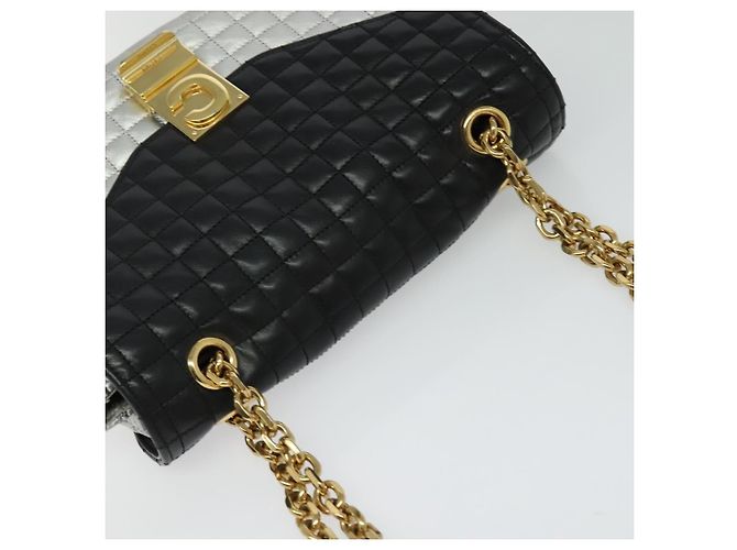 Céline Borsa a spalla CELINE in pelle argento nero oro Auth 120162 D'oro - vista 6