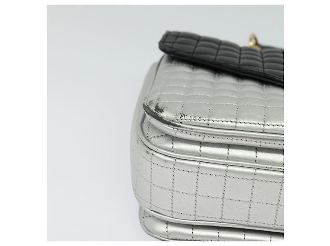 Céline Borsa a spalla CELINE in pelle argento nero oro Auth 120162 D'oro - vista 9