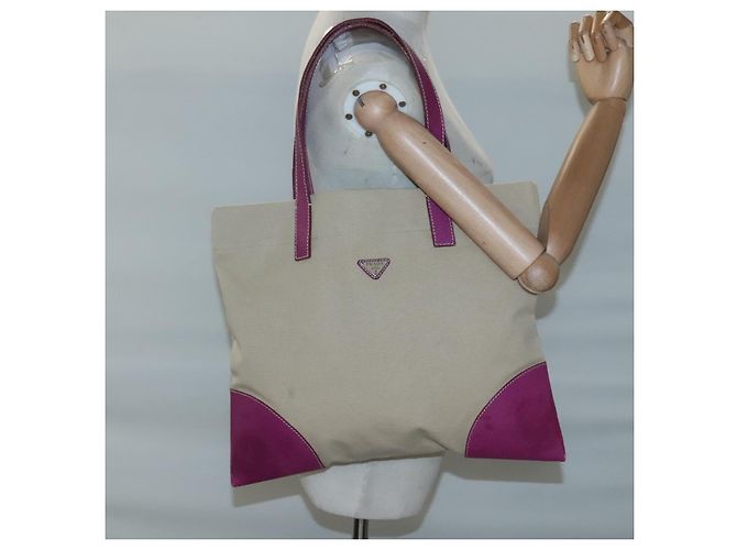 Céline CELINE Tote Bag aus Canvas Leder Beige Silber Authentisch 121707 - Ansicht 22