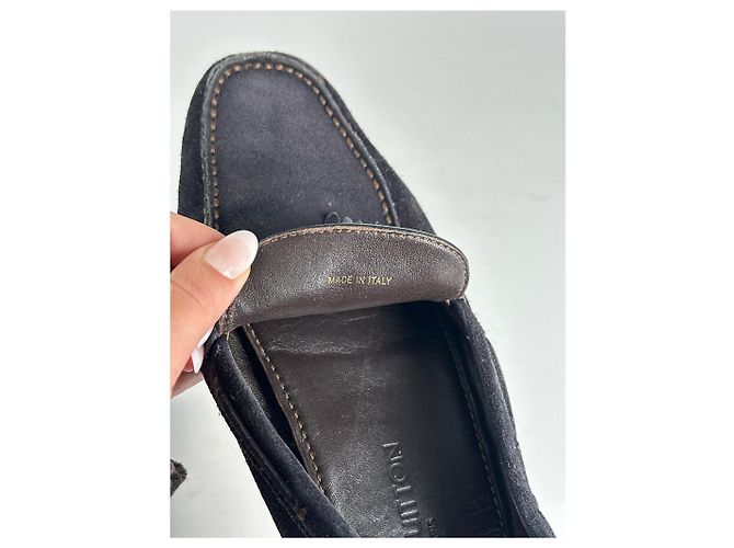 Mocassini in suede vintage Louis Vuitton neri Nero - vista 4
