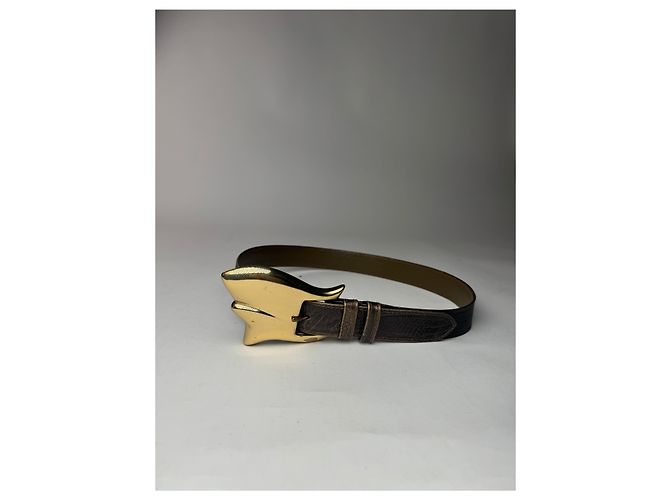 Vintage Gianni Versace Ledergürtel braun Khaki - Ansicht 10