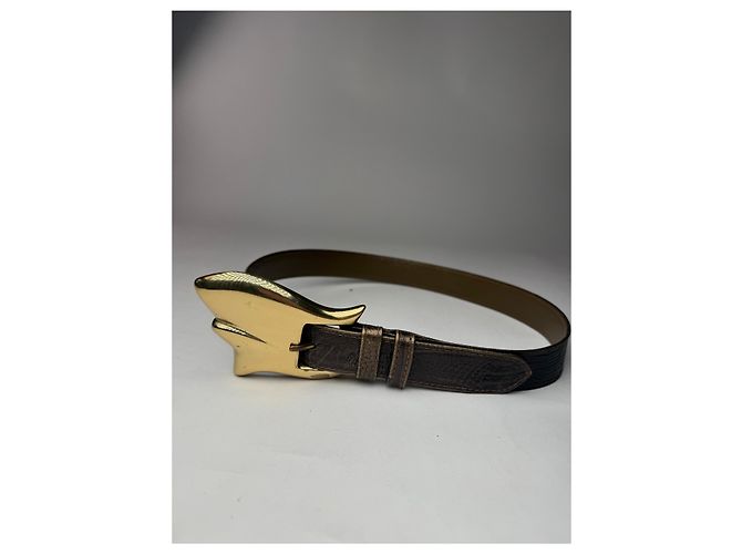 Vintage Gianni Versace Ledergürtel braun Khaki - Ansicht 12