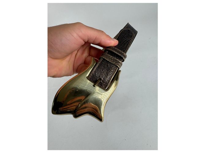 Vintage Gianni Versace Ledergürtel braun Khaki - Ansicht 3